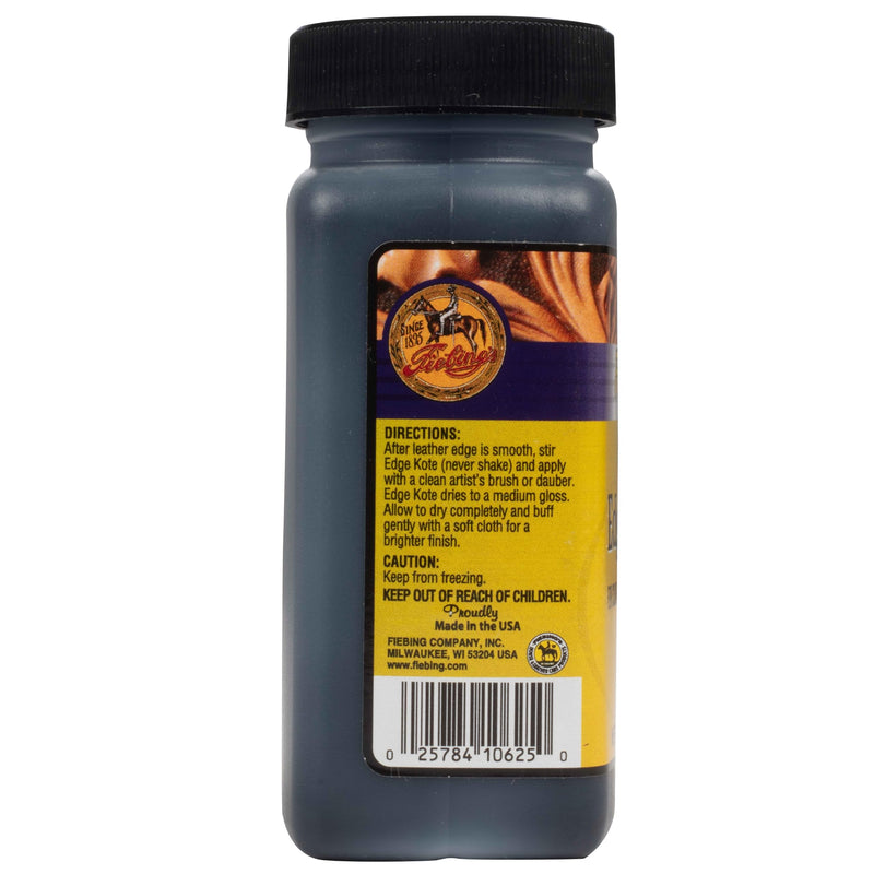 Fiebing's Edge Kote (4oz, Black) - Leather Edge Paint for Shoes, Furniture, Purses, Couches, Belts - Flexible, Water Resistant, Semi Gloss Color Coating Leather Dye to Protect Natural Edges