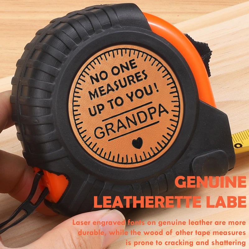 Grandpa Birthday Gifts from Grandkids, Christmas Grandpa Grandfather Papa Gifts from Granddaughter Grandson, Granddad Grandparents Day Gift Genuine Leather Engraved 25 FT Tape Measure Tools Present