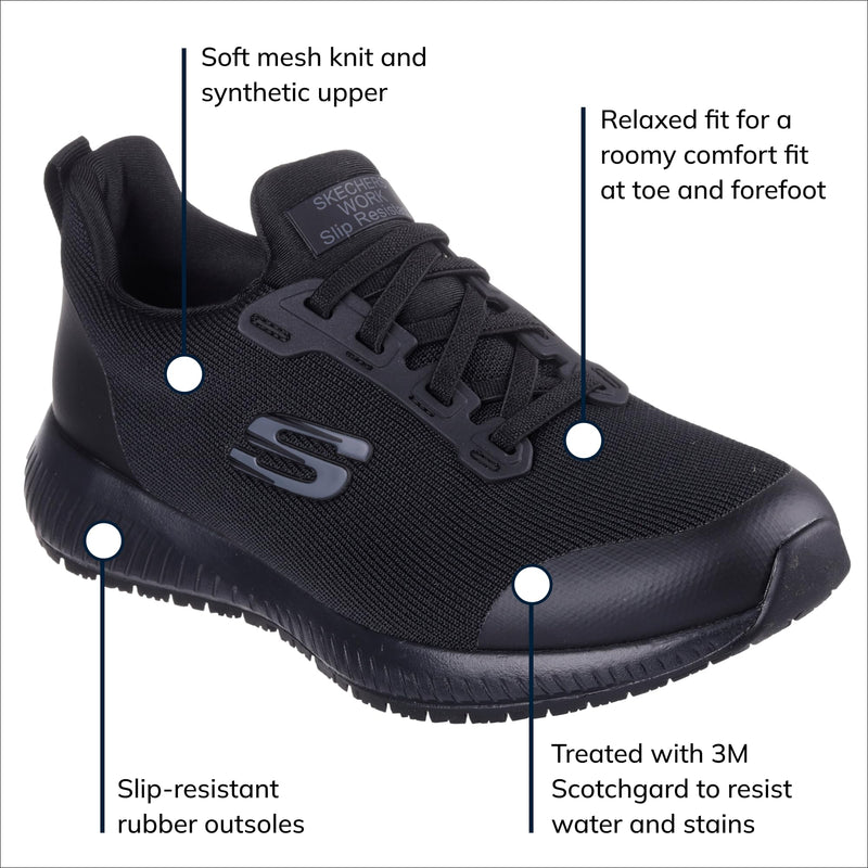 Skechers Women's Squad Sr Food Service Shoe 9 Black