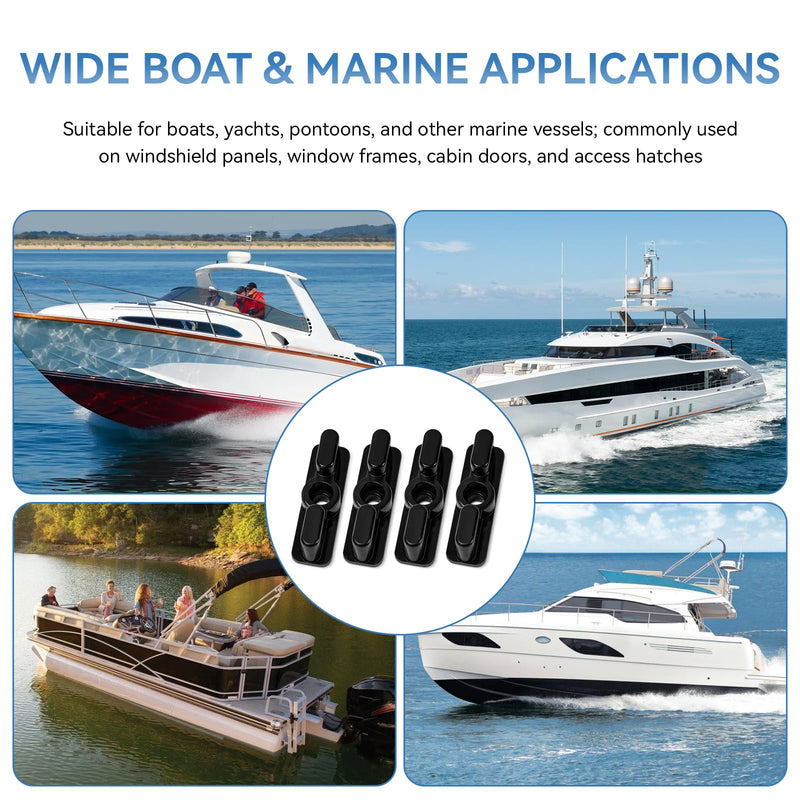 Boat Windshield Double Latch, Marine Door Window Lock Replacement Twist Latch, Boat Hatch Clip Hardware, Protect Windows and Block Strong Winds, 4 Pcs