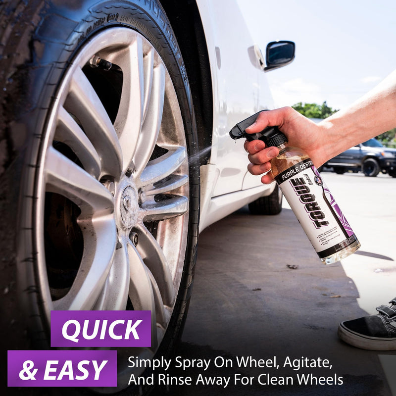 Torque Detail Purple Destroyer 16oz - Car Detailing & Wheel Cleaner Spray, Eliminate Brake Dust, Remove Iron From Rims & Wheels | Professional Strength Formula, Works On Chrome, Aluminum, Alloy & More