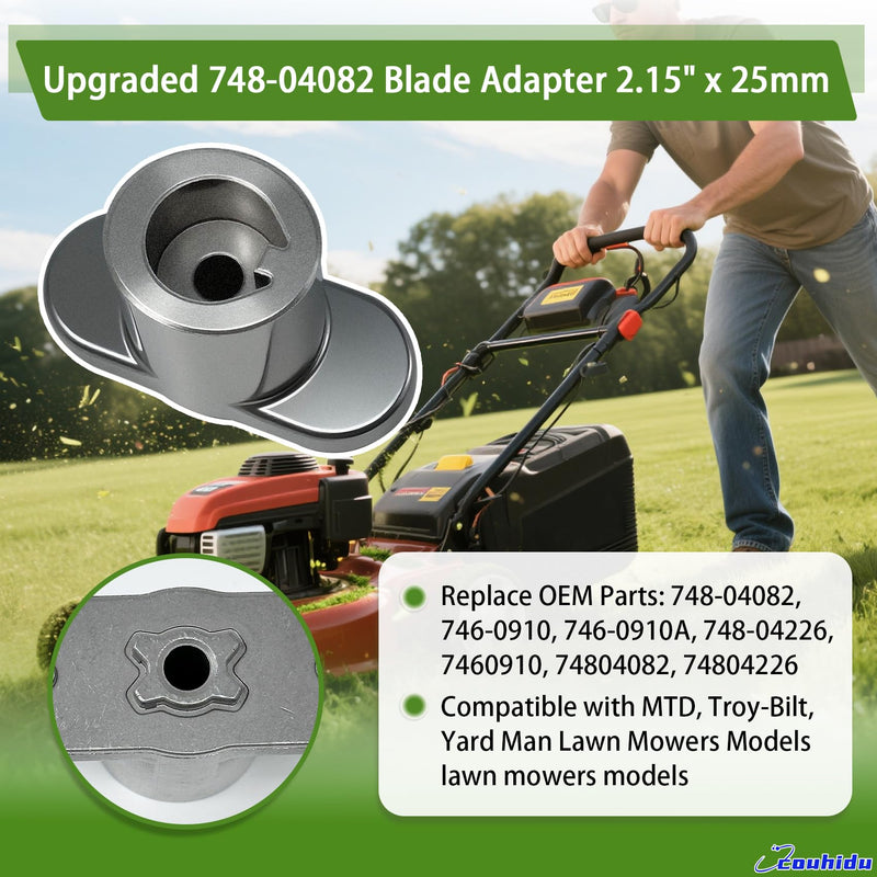 2026 Upgraded 748-04082 Blade Adapter 2.15" x 25mm, Compatible with MTD, Troy-Bilt, Yard Man Lawn Mowers Models, Replace 748-04226 746-0910 746-0910A 748-04082 / 25mm x 2.15"