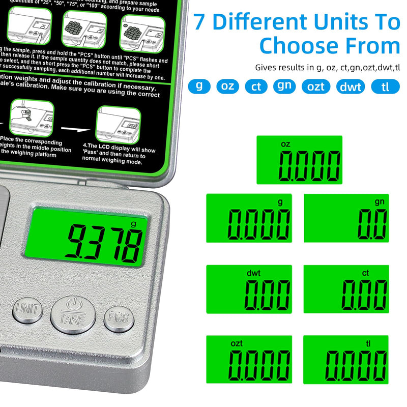 High Precision Mg Scale 100g/0.001g, Pocket Digital Milligram Scale, Small Gram Jewelry Scale, Coin Scale with 50g Calibration Weight for Gold/Silver/Gems/Powder Medicine Benechef