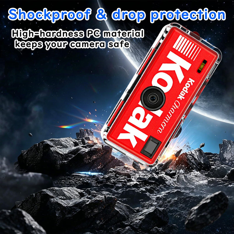 Protective Case for Kodak CHARMERA – Full-Cover Design for Keychain Camera –Includes Spring Strap, Anti-Drop Lanyard, Clear Pouch & Stickers Transparent