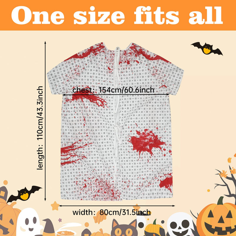 Skicuff Halloween Unisex Hospital Gown - Bloody Pattern Printed Doctor and Patient Gown Costumes 2026 with Blood Gauze Roll Halloween Couples Costume Set for Scary Cosplay Party Men Women Costume