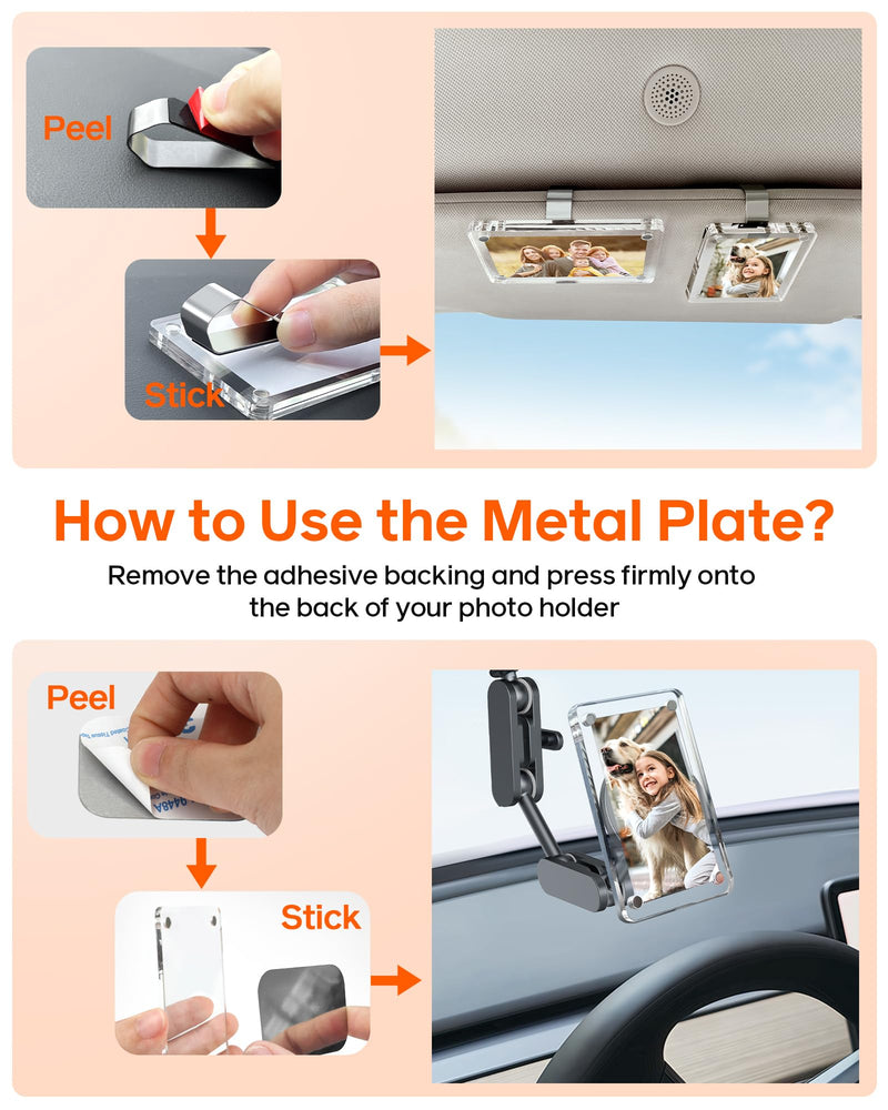 2Pcs Car Picture Holder for Visor Magnetic Picture Frame for 3 Inch Photos, Car Sun Visor Photo Holder with Strong Acrylic Magnet, Personalized Car Accessories with Clips for Easy Display 2.4"x3.5"