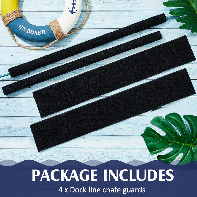 Lewtemi 4 Pcs Dock Line Chafe Guards 14 Inch Removable Chafing Guards for Dock Lines Black Rope, Eliminates Boat Line Squeaking and Protects Your Boat (14 Inch)