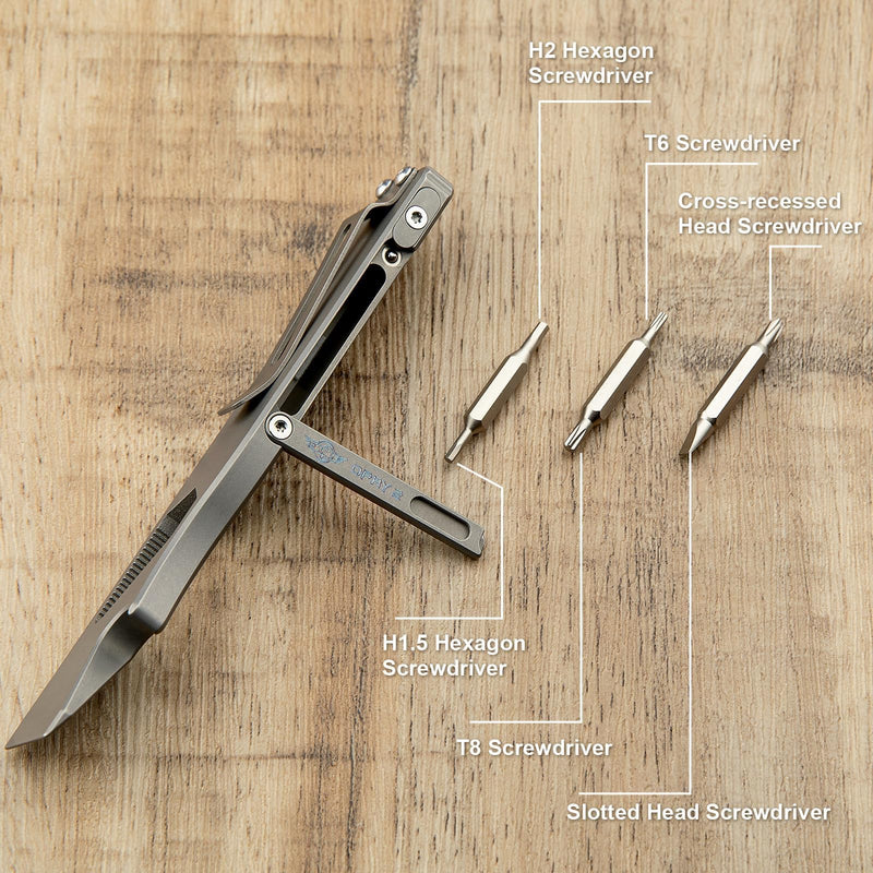 OKNIFE Opry Multitool EDC Titanium Pry Bar Set, Bottle Opener, Nail Puller with Hex Wrench, Screw and Pocket Clip Opry 2