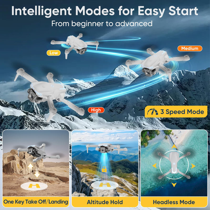 1080P Drone with Camera for Kids & Adults Beginners, Foldable FPV Quadcopter with One Key Takeoff/Landing, Gesture Control, 360° Flips, 2 Batteries, Toy Gift for Teen Boys and Girls
