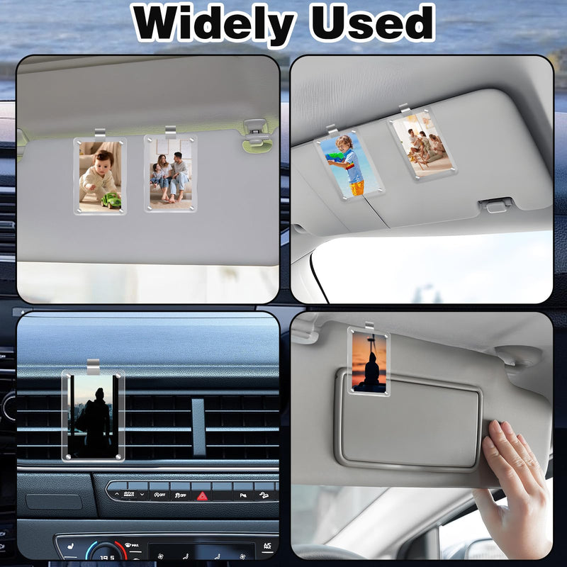 2Pcs Car Picture Holder, Acrylic Magnetic Personalized Photo Holder Car Accessories Car Photo Holder Car Visor Clip, Personalized Car Picture Frame, Suitable for Adding Family or Personal Photos white