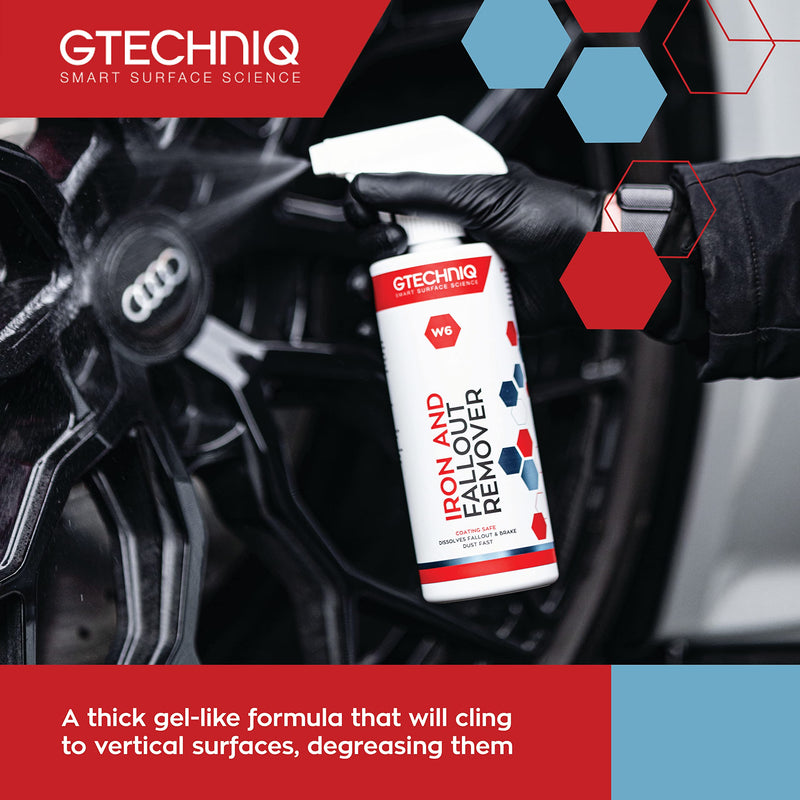 Gtechniq W6 Iron Removing Wheel & Paint Cleaner for Cars, Brake Dust Remover, Degreaser and Alloy Wheel Cleaner for Wheels, Rims and Paintwork, Safe on Coatings - 500ml 17 fl oz (Pack of 1) Single