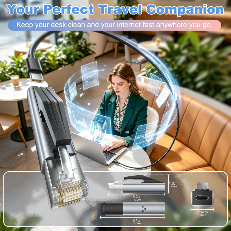 Ethernet to USB C Adapter 1pc,RJ45 Male to USB-C Ethernet Adapter | 1000Mbps Gigabit Network LAN Converter Compatible with MacBook, iPad, iPhone 16/17,Windows Laptop Free-Driver Wired Dongle