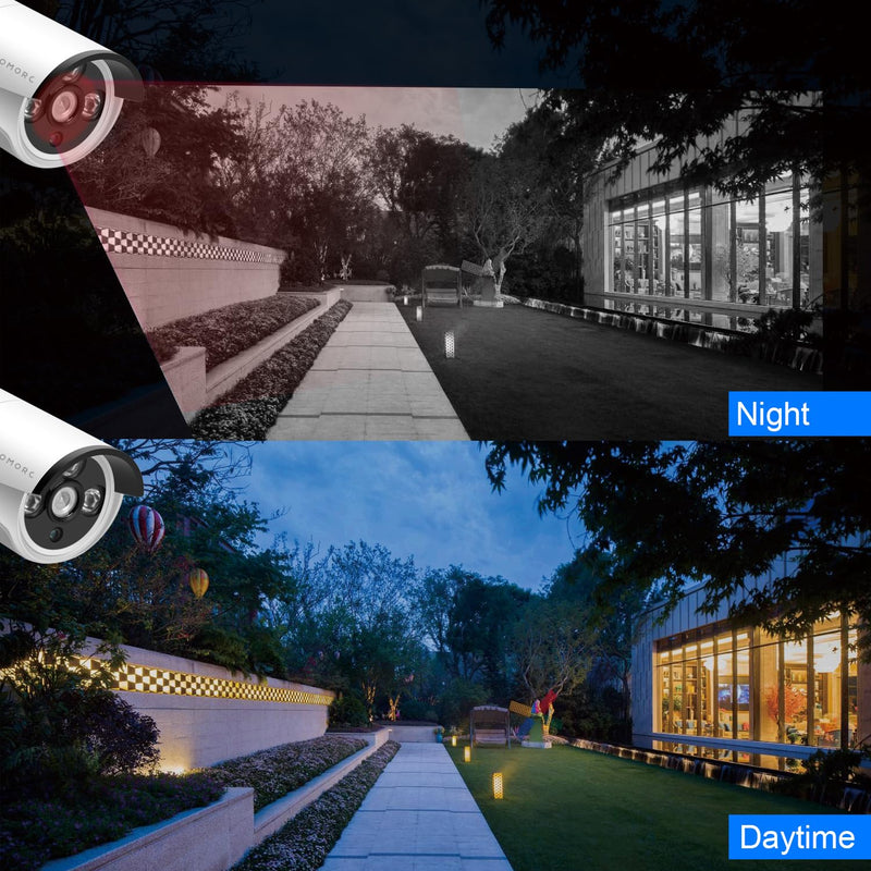 5MP Surveillance Bullet Camera Weatherproof Outdoor Indoor 3.6mm Lens IR Cut Day&Night Vision with 5DB Antenna with Bracket with Power Adapter Built-in Microphone