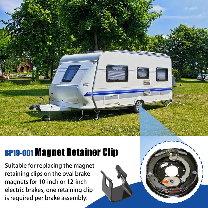 BP19-001 Magnet Retainer Clip for Most 10 Inch and 12 Inch Electric Trailer Oval Style Brake Magnets - 4 Pac