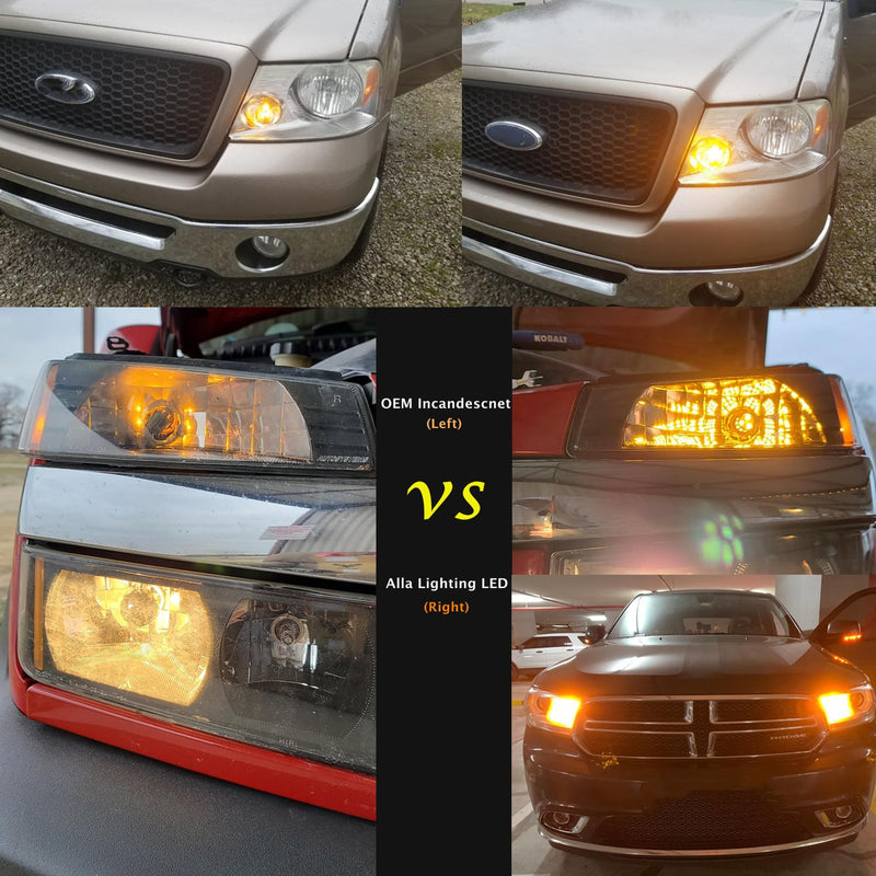 Alla Lighting Newly Upgraded 7440 7443 LED Brake Stop, Tail, Turn Signal Lights Bulbs (Amber Yellow) Amber Yellow