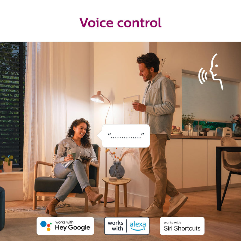 Philips Smart 40W B12 Color LED Smart Candle-Shaped Bulb 4-Pack- E12- Indoor - Connects to Your Existing Wi-Fi - Control with Voice or App + Activate with Motion - Matter Compatible