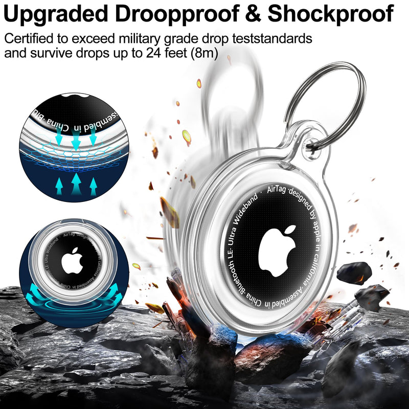 4 Pack Holder for 2nd Gen (2026) & 1st Gen, Silicone Protective Case with Key Ring, Clear Smoke Tea Blue & Pink Locator Tracker Accessories
