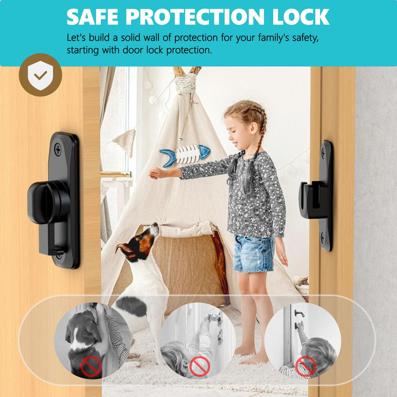 Sliding Barn Door Lock & 90/180 Degree Latch Hardware, Zinc Alloy Small Flip Door Lock for Closet, Bathroom, Cabinet, Garden, Shed (Black-2 Pack) Black-2 Pack