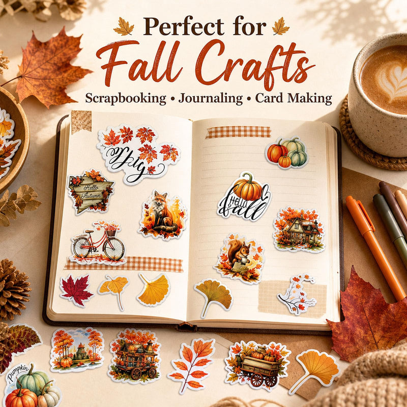 Fall Stickers Thanksgiving Autumn Waterproof Vinyl Sticker Pack 100pcs (Fall) Fall