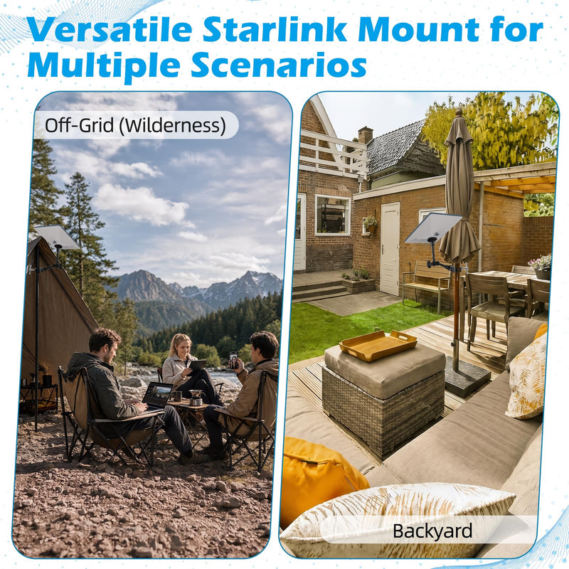 2024-2026 Starlink Mini Clamp Mount RV Adjustable Arm & Pipe Adapter