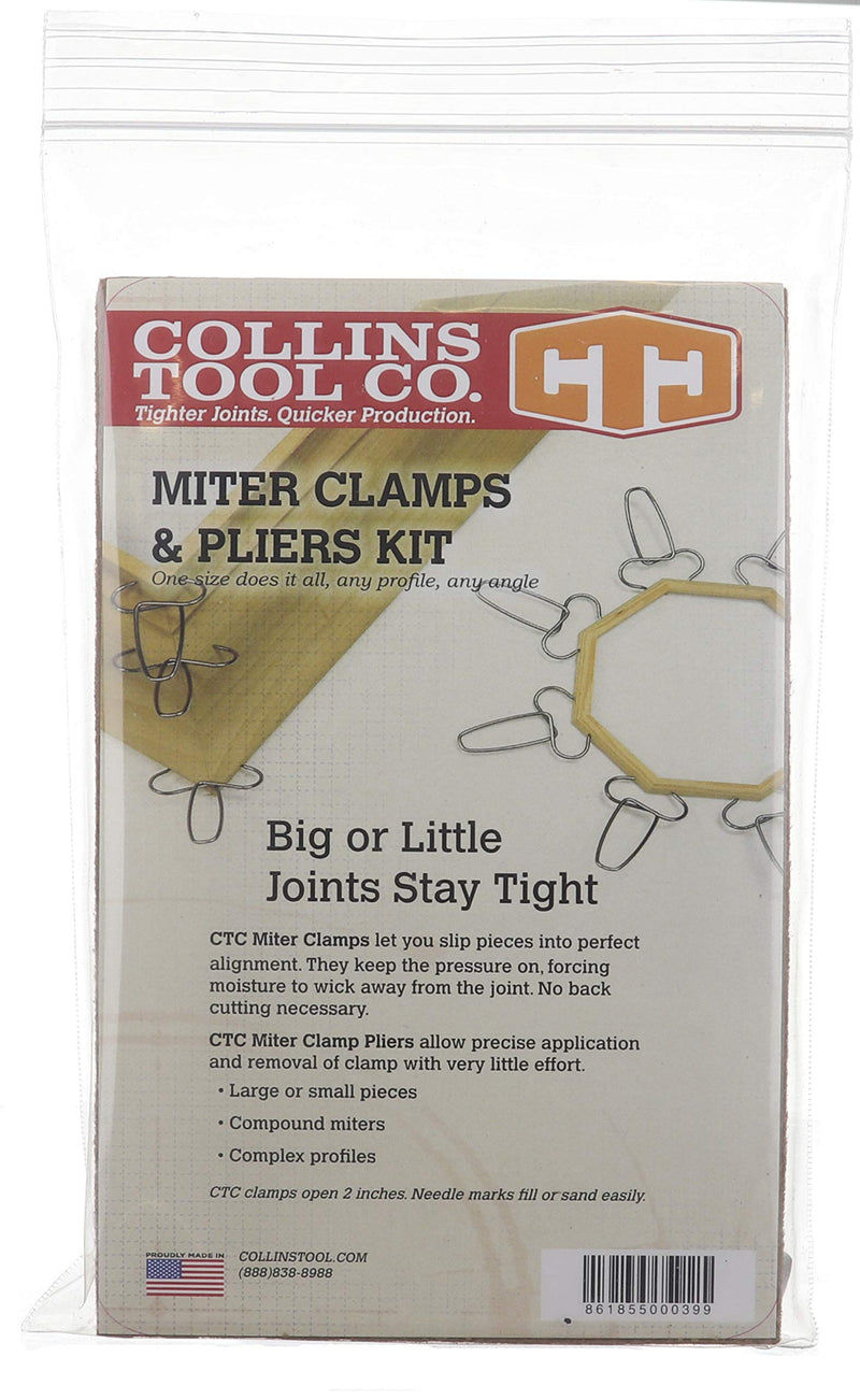 Collins Spring Loaded Pliers with 13 Miter Clamps and Clamp Clip Holder - Proudly Made in the USA