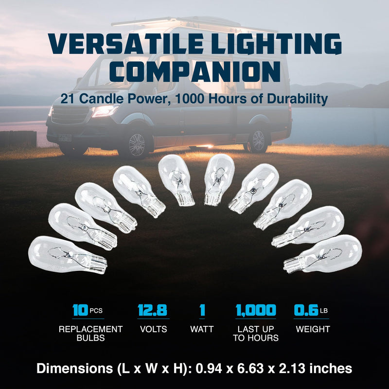Camco 54766 912 Auto/RV/Marine Replacement Interior Light Bulb - Box of 10
