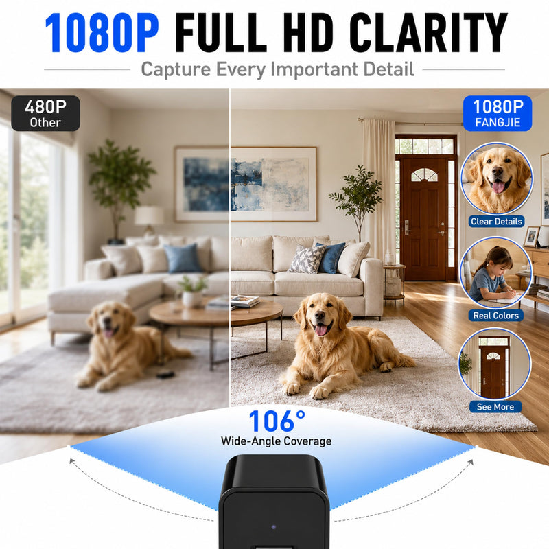 64G USB Charger Hidden Camera, 1080P Motion Detection Indoor Security Camera with SD Card Included, No WiFi/Monthly Fee, 106° Wide Angle, Local Storage Home Monitoring Device (2026 Upgraded) Silver Black