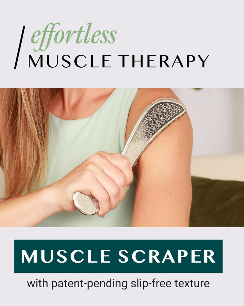 Muscle Scraper Tool with Patented Non-Slip Grip – Family-Owned Brand - Myofascial Release Tool to Relieve Tension – Massage Scraper for Sore Muscles - Stainless Steel Gua Sha for the Whole Body