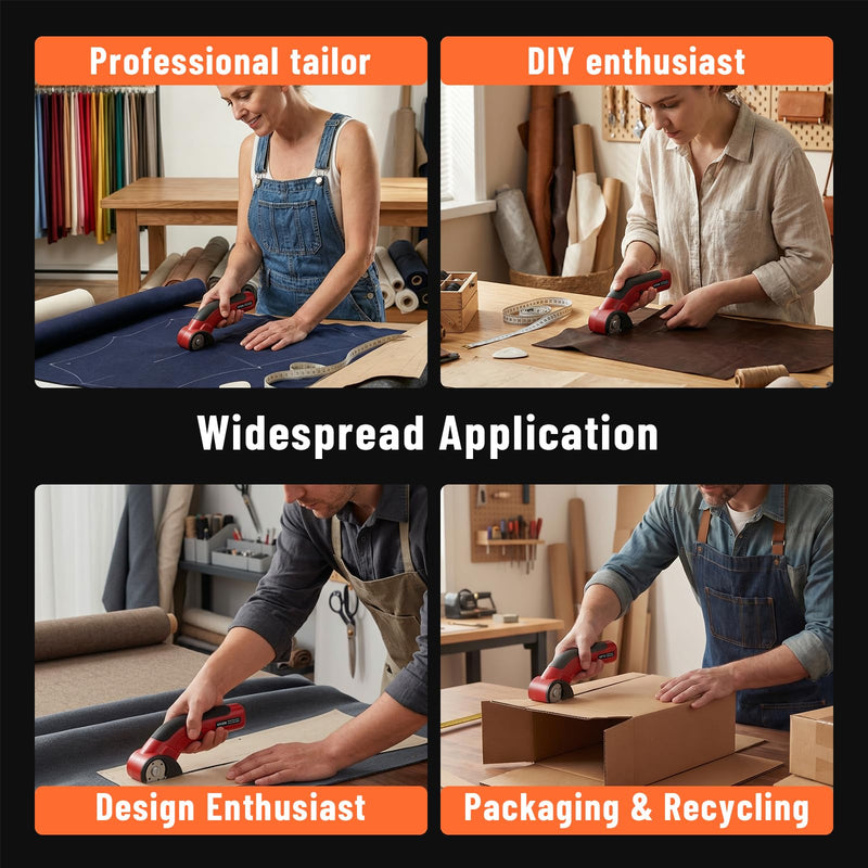 Katerk 4.4V Cordless Electric Scissors, Cardboard Cutter Electric with 2pcs Blade, USB-Rechargeable Powerful Fabric Cutter, Power Shears, Electric Scissors for Cardboard, Leather, Carpet, Plastic,Felt Red
