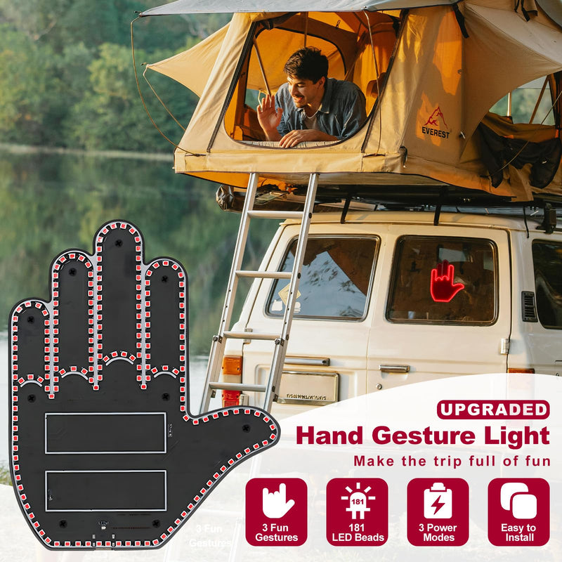 Middle Finger Car Light - Glogesture Hand Light for Car,Light Up Middle Finger for Cars Window, Led Hand Gesture with Remote,Road Rage Hand Led Sign, Fun Truck Accessories B