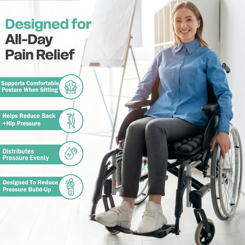Inflatable Cushion for Pressure Relief – Inflatable Air Seat Cushion for Wheelchairs, Tailbone & Coccyx Support Pad, Anti-Slip Travel Seat Cushion for Office Chair, Car & Wheelchair (18x16)