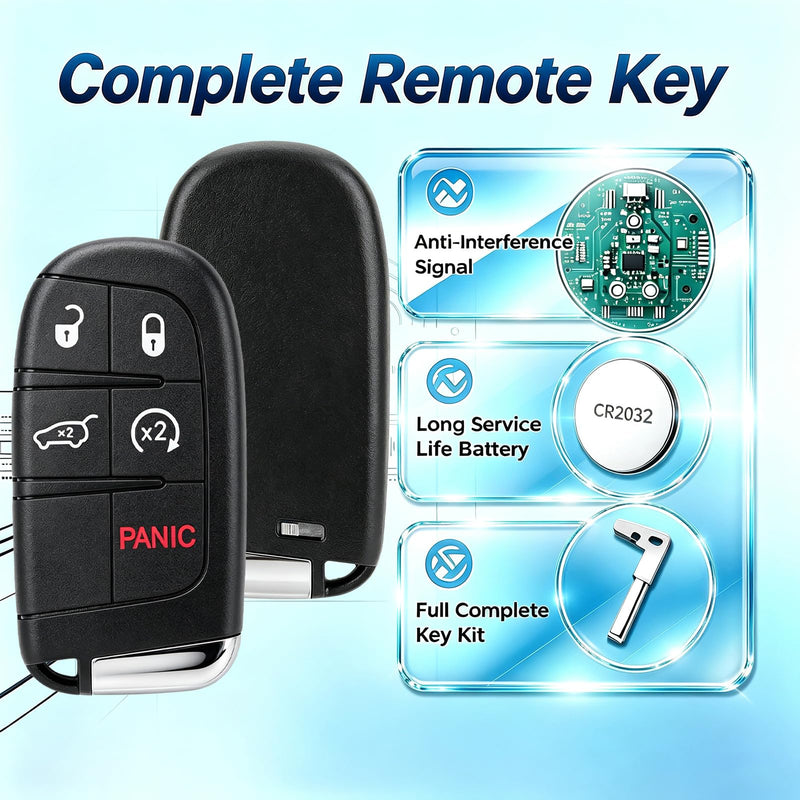 Replacement Remote Key Fob Fits 2014-2022 Jeep Grand Cherokee Dodge Durango | Slash Dealer Costs.stable signal,Fast Response & Durable ABS.1:1 OEM Match.smooth keyless entry,M3N40821302 keyless remote