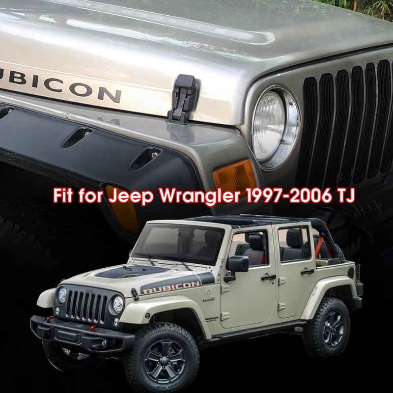 OEM TJ Hood Latches, Original Factory Hood Latch Kit for 1997-2006 Jeep Wrangler TJ Accessories, 1 Pair, Black For 1997-2006 Jeep TJ OEM