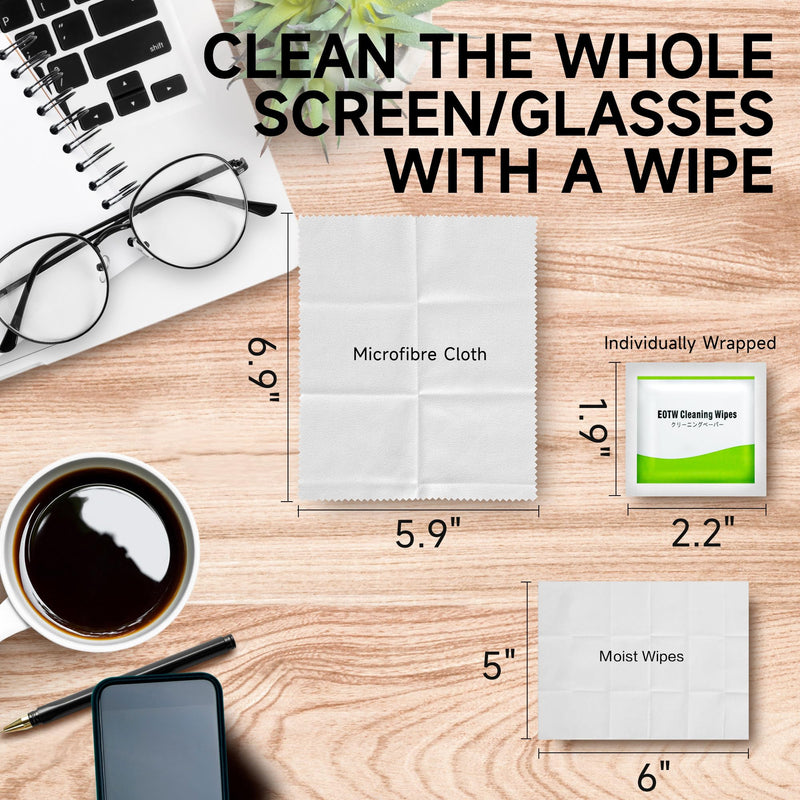 Screen Wipes Individually Wrapped, EOTW Lens Wipes for Eyeglasses Pre-moistened Computer Phone Glasses Cleaning Wipes for iPhone iPad Tablet PC Computer LED Screen, Pack of 120 120 Count (Pack of 1)