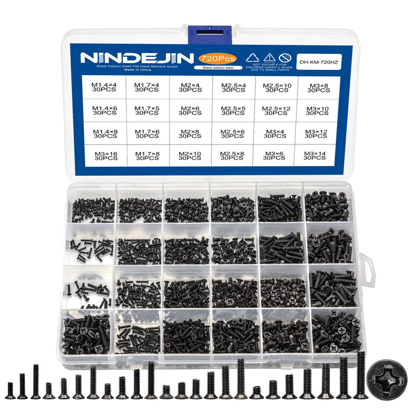 NINDEJIN Laptop Notebook Computer Screws, Flat Head Phillips Screws Assortment Kit (M1.4 M1.7 M2 M2.5 M3) + (M2 M2.5 M3)