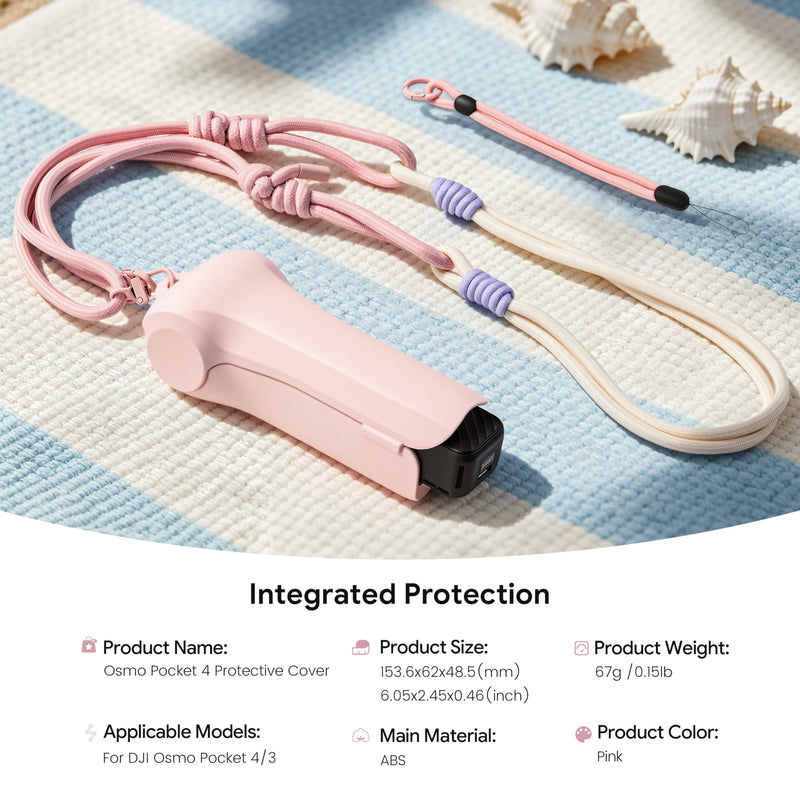 Osmo Pocket 4/3 Protective Case with Lanyard & Wrist Strap, Pink | Portable ABS Hard Shell Cover, Storage 3 Filter CPL/ND/Wide Angle Lens, Impact-resistant Gimbal & Screen Protection