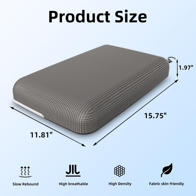 Shower Seat Cushion with Non-Slip Silicone Bottom, Shower Chair Cushion for Transfer Benches,Washable 3D Mesh Pad with Hook,Quick Drying Bathtub Chair Pad for Elderly, Pregnancy Grey
