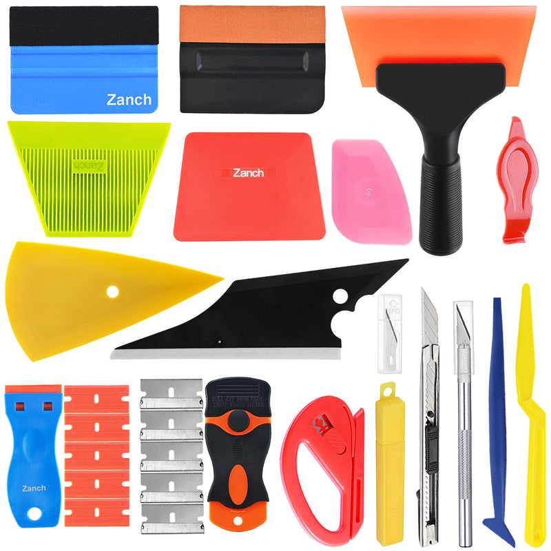 Zanch Window Tint Kit & Vinyl Wrap Tool Kit, 41pcs Easy-to-Use Full Installation Tools, Includes Various Squeegees, Safety Knife, and Cleaning Scraper for Window Tinting & Car Wrapping Tint Kit(Beginner)