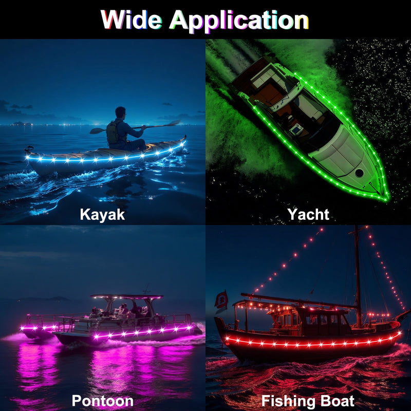 26 Ft Kayak Paddle Board Lights, Battery Operated Led Boat Interior Lights with Remote Control, 16 Light Colors & 7 Modes Waterproof Led Light for Boats Kayak Yacht Pontoon 26ft