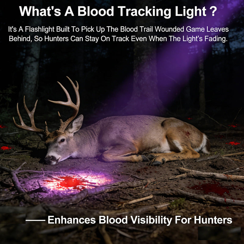 3V LED Bead, 395nm UV, Blood Tracking Light for Hunting Deer, Special Filter Highlights Blood Trail, Flashlight for Wounded Prey Detection，10W high Power,Waterproof IPX8