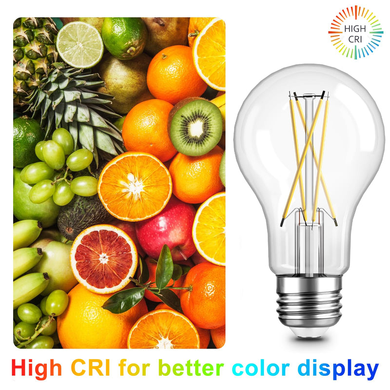 TJOY 12 Pack A19 Vintage LED Edison Bulbs, Dimmable, 60W Equivalent, High Brightness 3000K Soft Warm White, 8W E26 Standard Base, 800 Lumens, CRI80+, Clear Glass Filament Bulb for Home, Farmhouse 8W 12 Pack 3000k Warm White