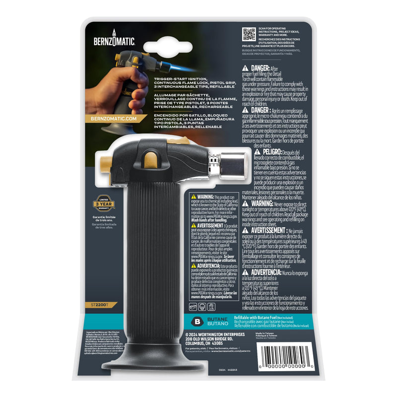 Bernz-O-Matic ST2200T Micro Flame Butane Torch Kit, Small, Black ST2200T Torch