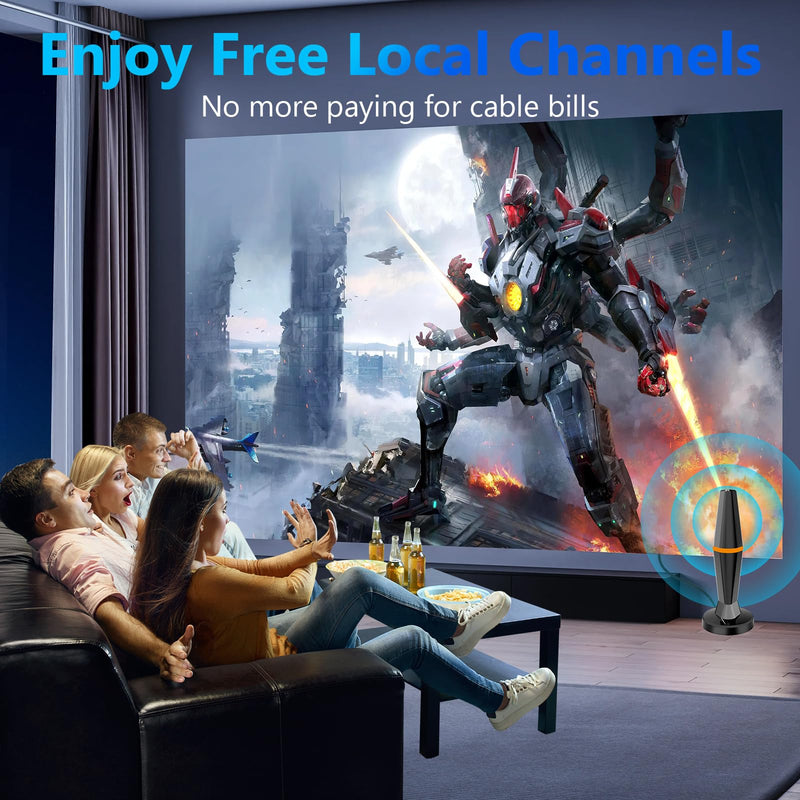 Smart TV Antennas for Local Channels,TV Antenna Indoor for Long Range 360° Reception, Digital Antenna for Easy Installation and All Smart/Old TVs, Supports 4K 1080P HD/VHF/UHF Black