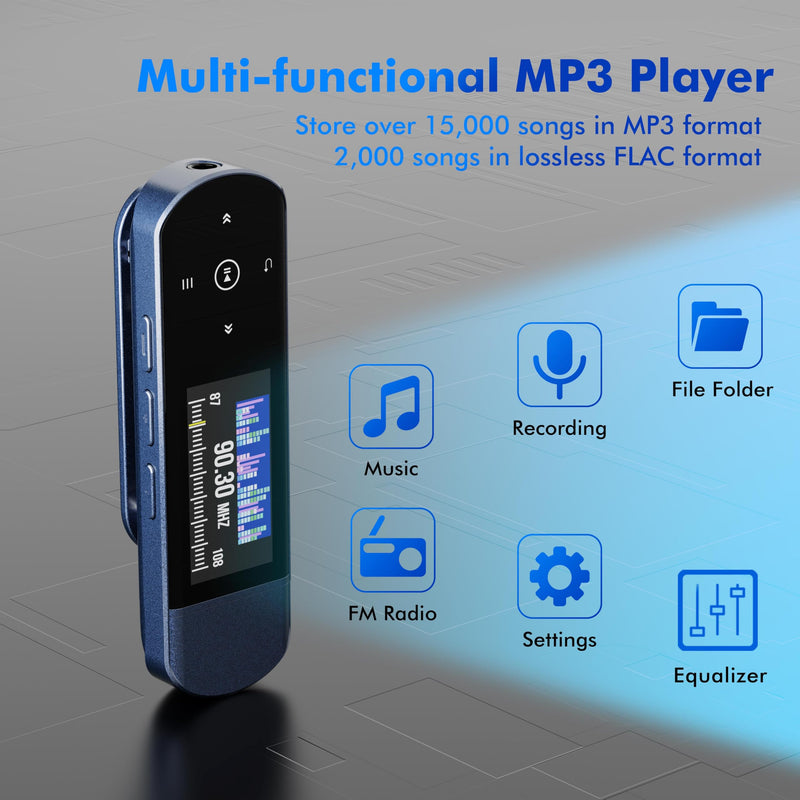 RUIZU 32GB USB MP3 Player with Bluetooth 5.3 & Clip for Sports Running | Portable Music Player, USB MP3 Player Stick with FM Radio, Voice Recorder, Digital Audio Shuffle Repeat, Phone File Transfer