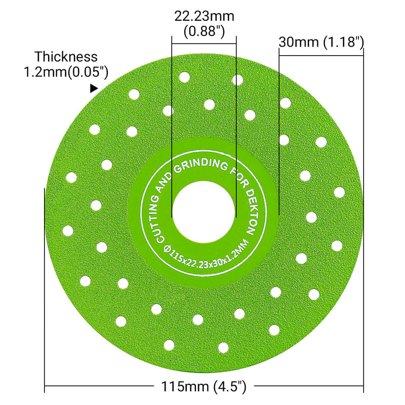 LOZLIN 4.5 Inch Ultra Thin 0.05" Diamond Grinding Disc, Double Sided Low Resistance Saw Blade 115mm 22.23mm for Angle Grinder, Cutting Grinding Porcelain Tile Granite Marble (5) 5