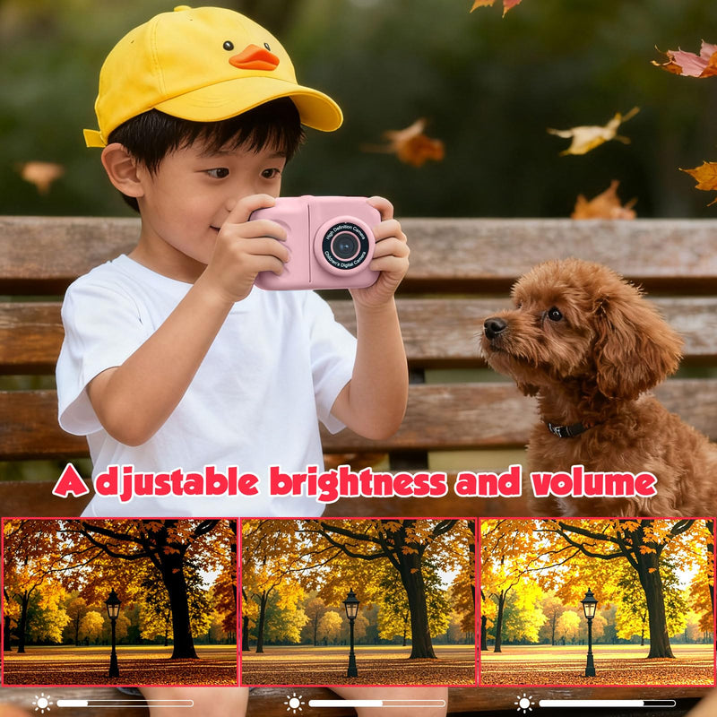 Kids Camera Instant Print for Kids with Mirror, HD Dual-Lens Selfie Digital Camera with 3 Rolls Print Paper & 32GB Card, Holiday Birthday Gifts Toys for Girls Boys Toddler. (Dark Pink) Dark Pink