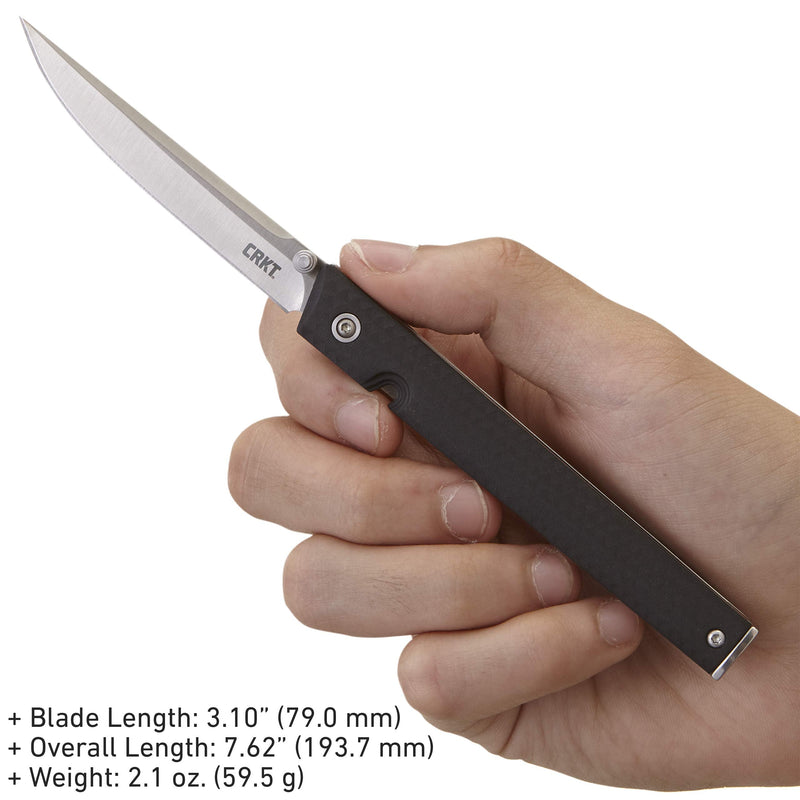 CRKT CEO EDC Folding Pocket Knife: Low Profile Gentleman's Knife, Everyday Carry, Satin Blade, IKBS Ball Bearing Pivot, Liner Lock, Glass Reinforced Fiber Handle, Deep Carry Pocket Clip 7096V