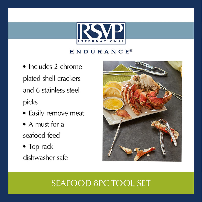 RSVP International Endurance Collection Seafood Tool, Cracking Tools, 8 Piece, Stainless Steel