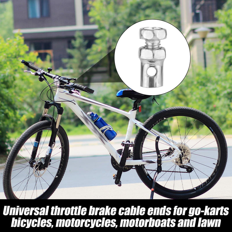 20pcs Universal 1/8" Clutch Brake Throttle Cable Ends, Go Kart Throttle Cable Stops Locks Repair Kit Bicycle Brake Cable Crimp Ends for Bike Motorcycles Scooters Lawn Mowers Tractors Parts (Silver)
