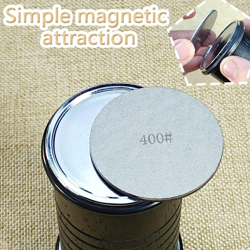 Rolling Knife Sharpener with 2 Diamond Disc and 2 Corundum Disc, Rolling Knife Sharpener Kit with 5 Magnetic Angle Offer 12/15/18/20/22° for Kitchen Knives (SET-B) SET-0